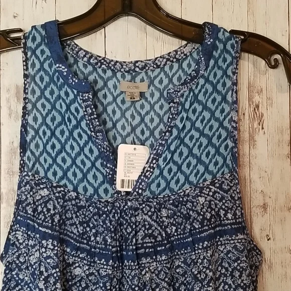Ecote Flowy Blue Sleeveless Top/Dress - Picture 2 of 4